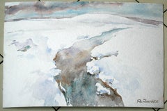 Snow - Watercolour landscape, Figurative, Winter, Pastel colors, Realistic