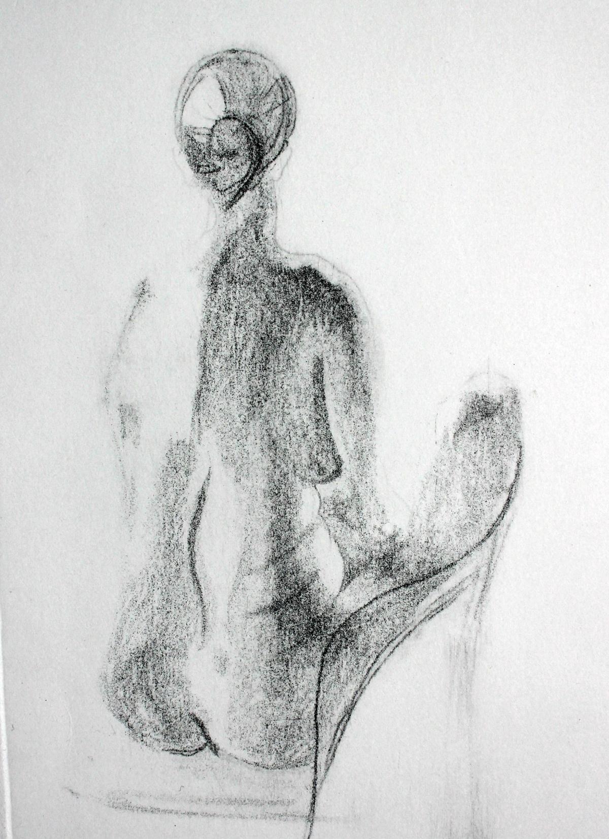 Nude - 21st Century, Contemporary Figurative Engraving, Black and White - Print by Karolina Bocianowska-Lichocińska