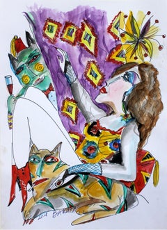 Some Turkish, again! - Figurative watercolor drawing, vibrant colors