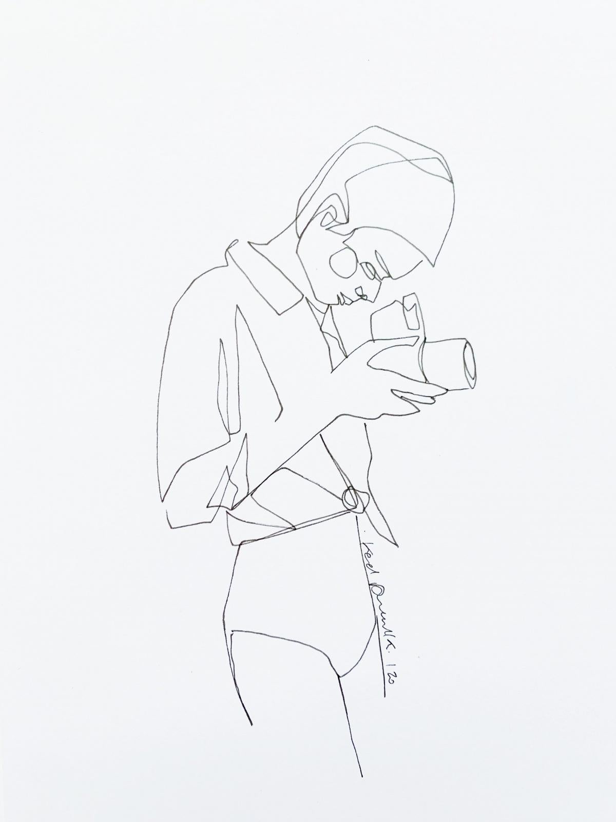 Karol Drzewiecki Figurative Art - Untitled - Drawing, Young artist, Minimalistic, Black & white, single line