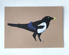 Magpie - Papercut & gouache artwork, Colorful Animal, Fairy tale, Figurative