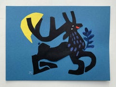 A deer - Papercut & gouache artwork, Colorful Animal, Fairy tale, Figurative