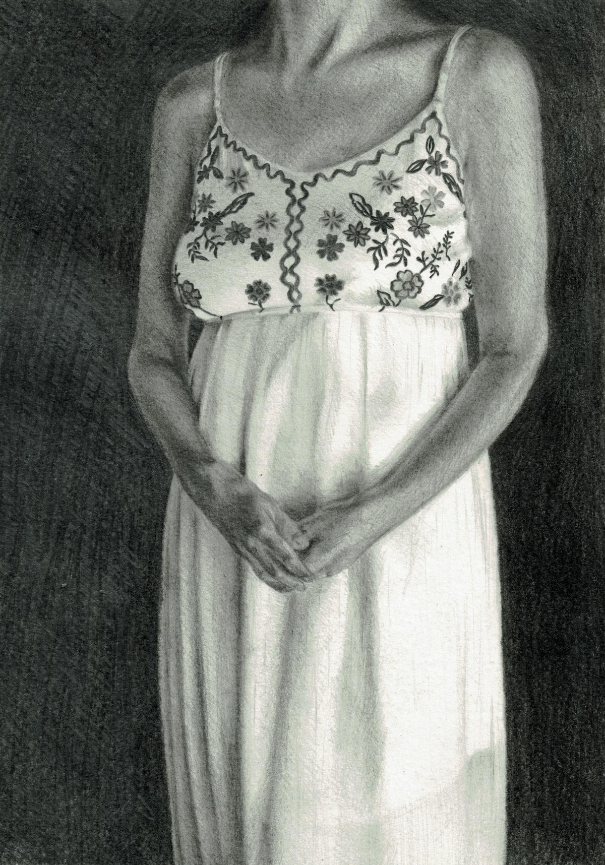 Aleksandra Kalisz Figurative Art - Draft 5 - Polish Young Art, Realism, Drawing, Woman, Monochromatic