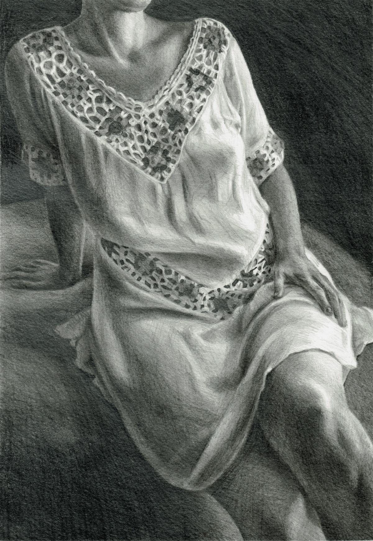Aleksandra Kalisz Figurative Art - Draft 2 - Polish Young Art, Realism, Drawing, Woman, Monochromatic