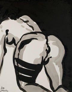 Nude - 21 century, Ink drawing, Abstract & figurative, Black & white