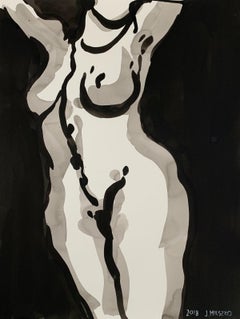 Nude - 21 century, Ink drawing, Abstract & figurative, Black & white