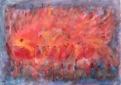 Ichtios - XX Century, Contemporary Abstract Watercolor Painting, Bright Colors 