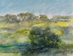 Landscape - 21 century Figurative Watercolor painting, Sunny, Warm colors