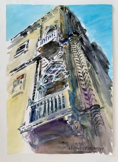 Beauty of Venetian palace - Figurative Watercolor painting, Architecture