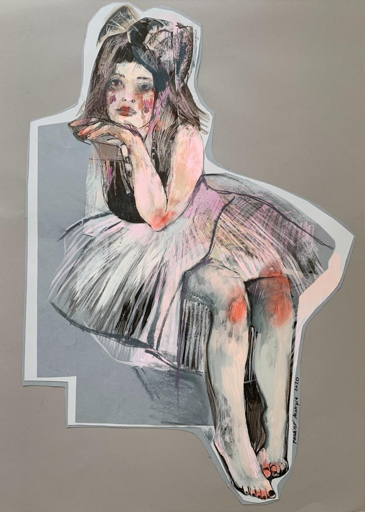 Paulina Maksjan Figurative Art - Thoughtful - Woman, Figurative drawing, Pastel colours, Female figure
