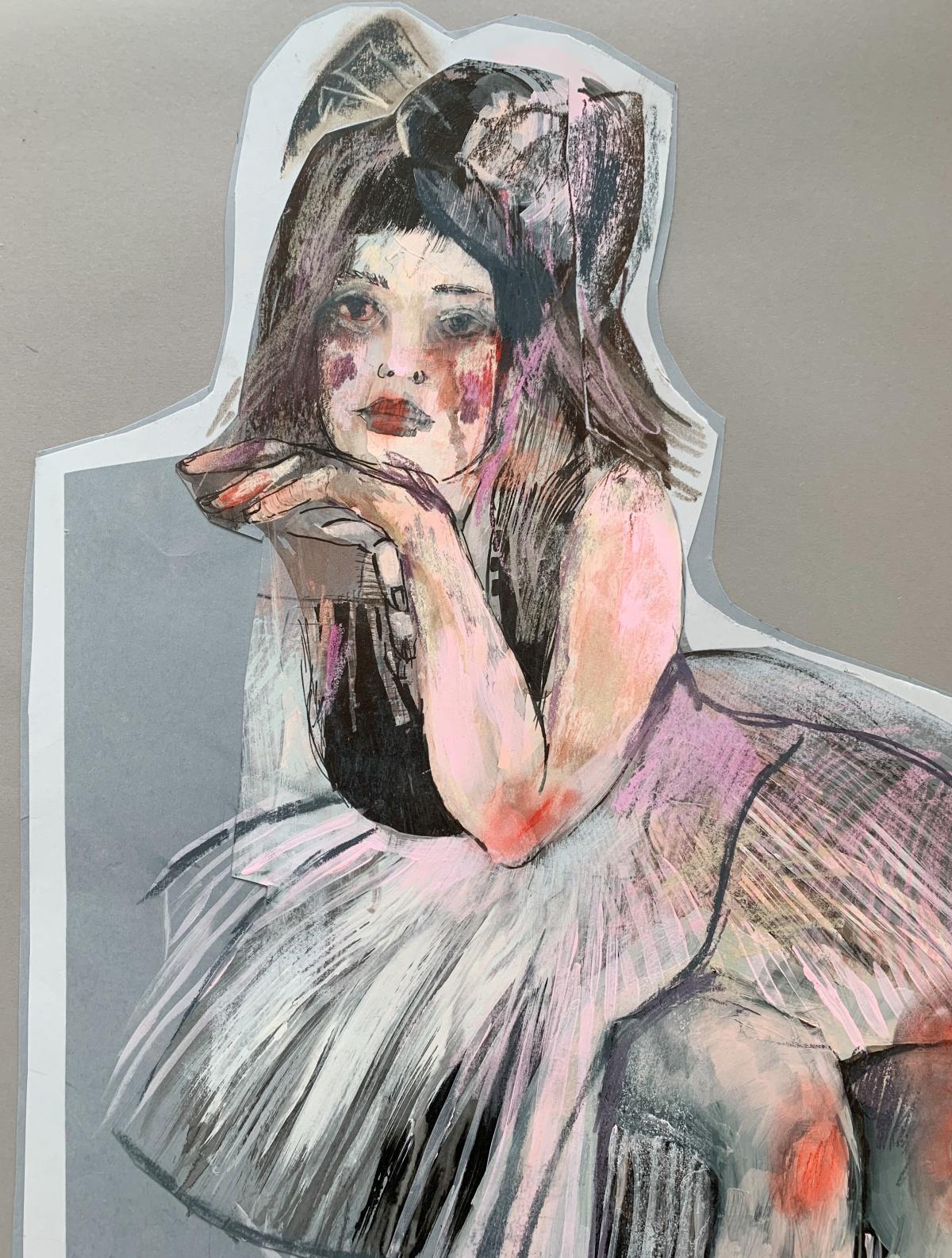 pastel colour drawing with figure