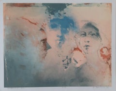 A meeting 2 - Contemporary Litography, Gedeckte Farben, Figurativ & Abstrakt