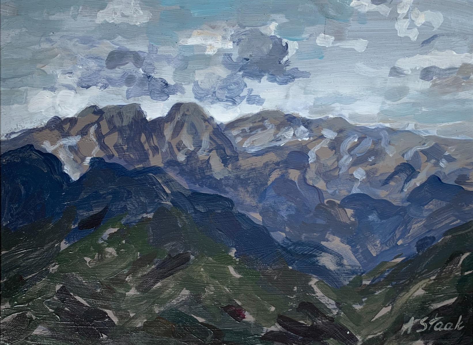 Agnieszka Staak-Janczarska Still-Life Painting - A landscape - Figurative Realistic painting, Mountain view, Oil