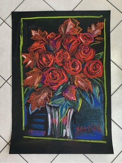 Fiori antivirus - Disegno figurativo a pastello, colorato, vivace, natura morta