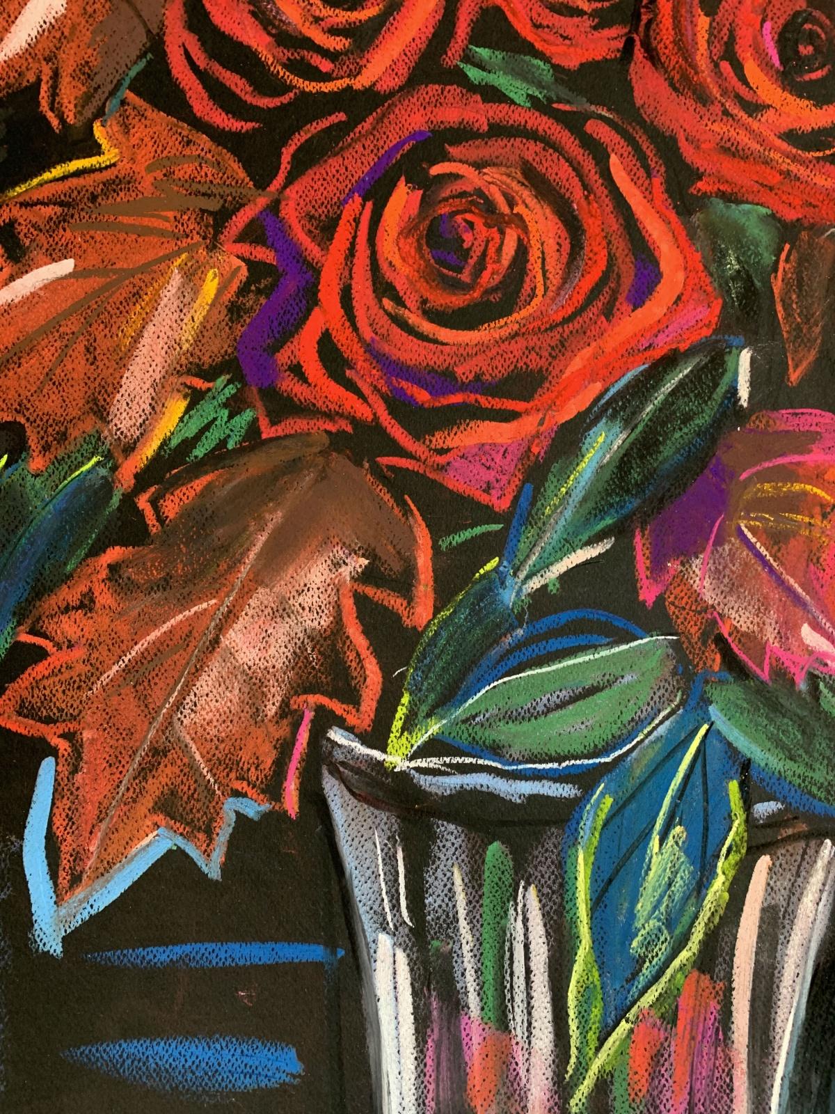 Flowers Antivirus - Drawing figuratif Pastel, Colorgul, Vibrant, Nature morte - Contemporain Art par Hanna Bakuła
