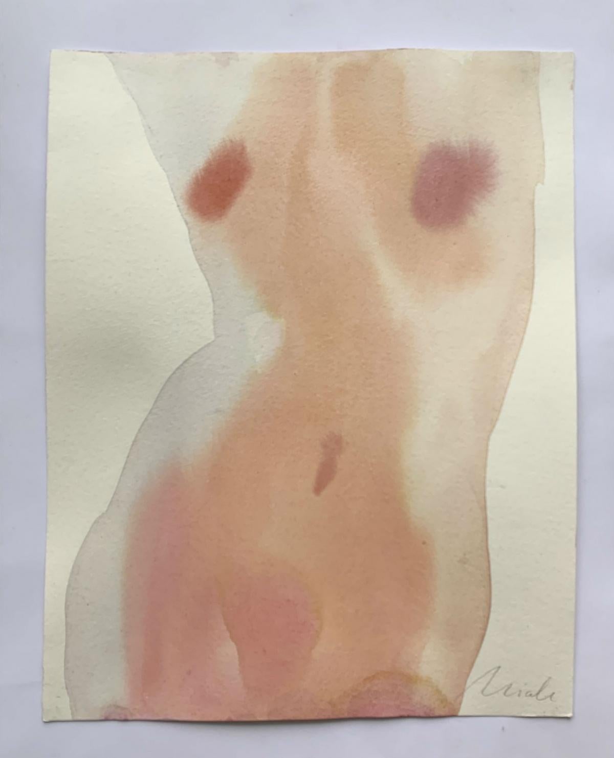 Nude - XXI Century, Watercolor Figurative Painting, Female Nude, Vertical - Other Art Style Art by Maria Iciak