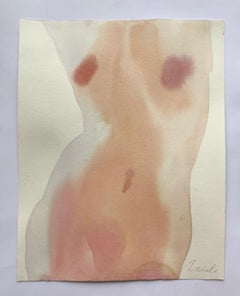 Nu féminin - XXIe siècle, peinture figurative à l'aquarelle, Nu féminin, Vertical
