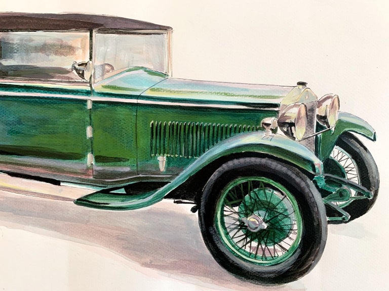 Bugatti - Contemporary Watercolor & Ink Painting, Vehicle, Car, Automobile - Art by Mariusz Szałajdewicz