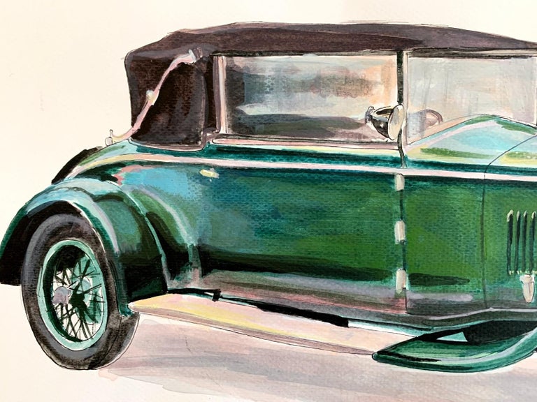 Bugatti - Contemporary Watercolor & Ink Painting, Vehicle, Car, Automobile - Realist Art by Mariusz Szałajdewicz