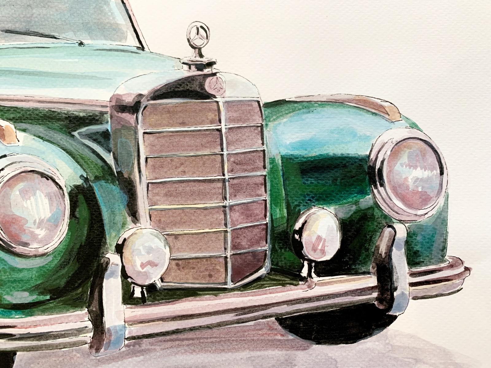 watercolour car painting