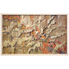 Vintage Urban Abstraction (ripped off posters) Italian Expressionist Painting on Canvas