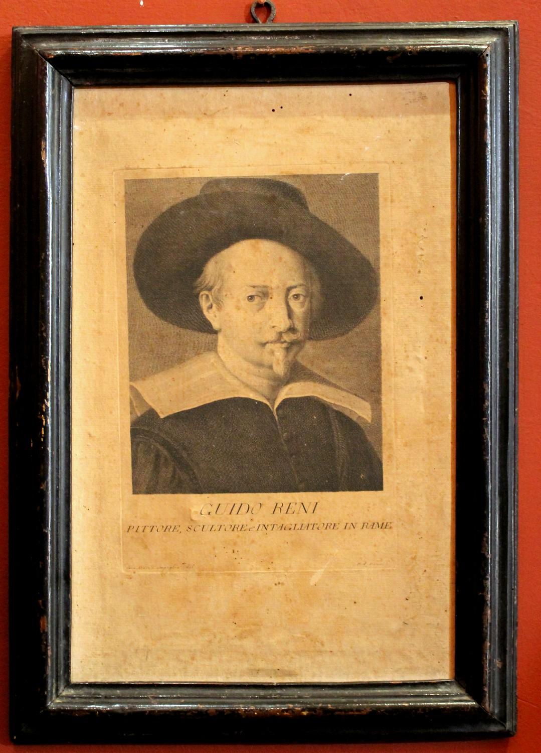 Incisioni di ritratto di un pittore italiano su carta vergata su tela in cornici ebanizzate - Print Barocco di Giovanni Domenico Campiglia