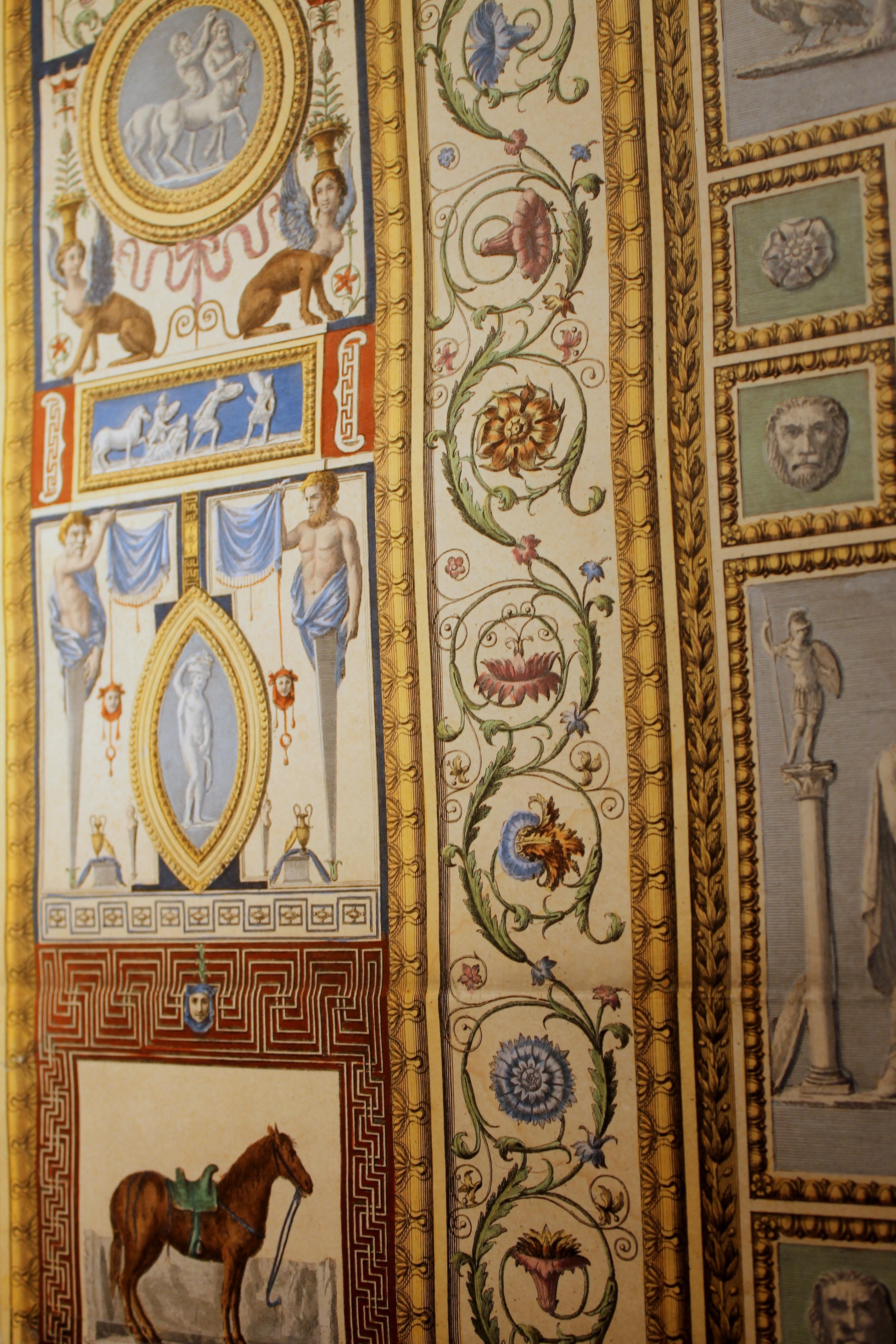 Set of Three Italian 18th Century Hand-Colored Engravings of the Vatican Loggias 3