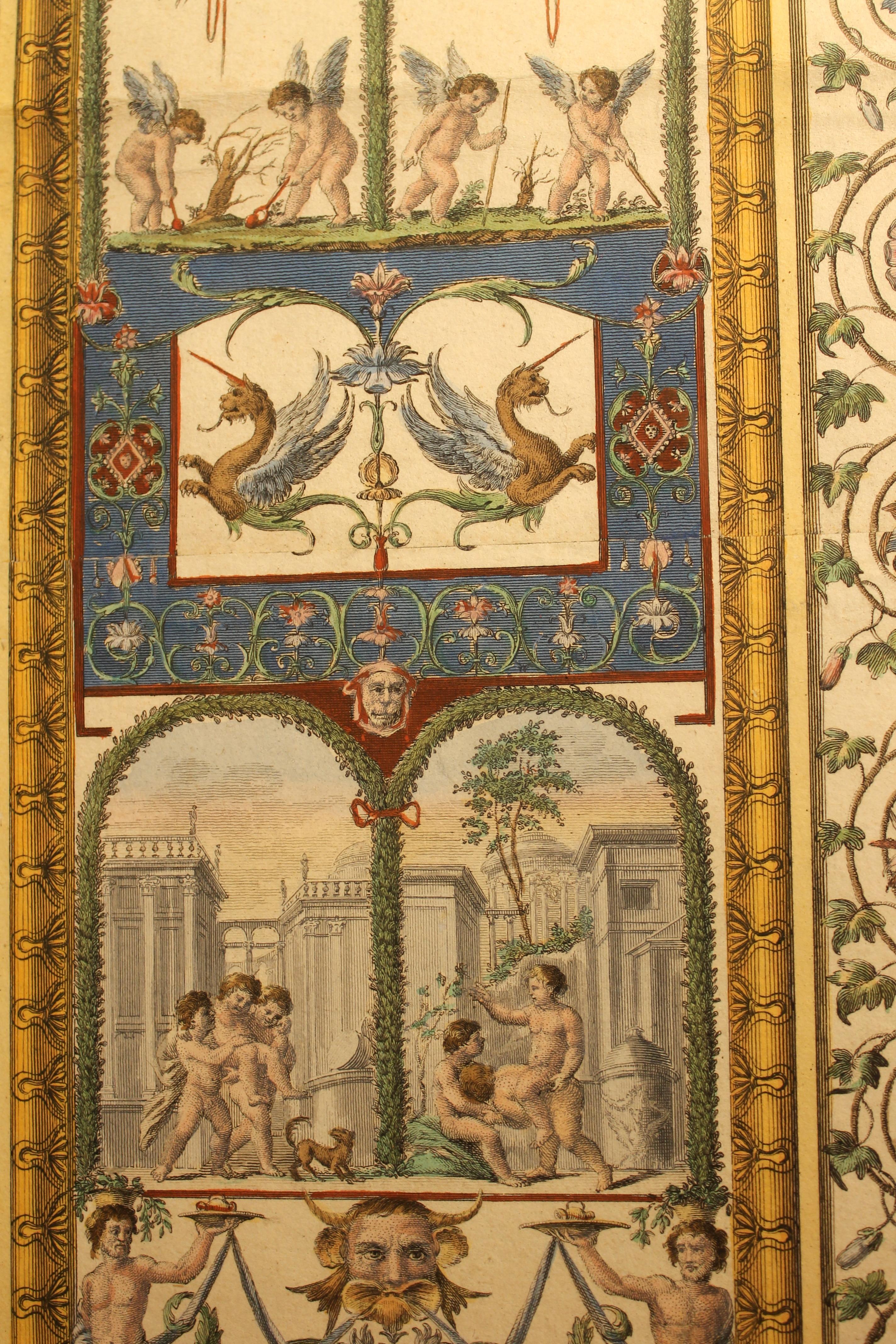 Set of Three Italian 18th Century Hand-Colored Engravings of the Vatican Loggias 8