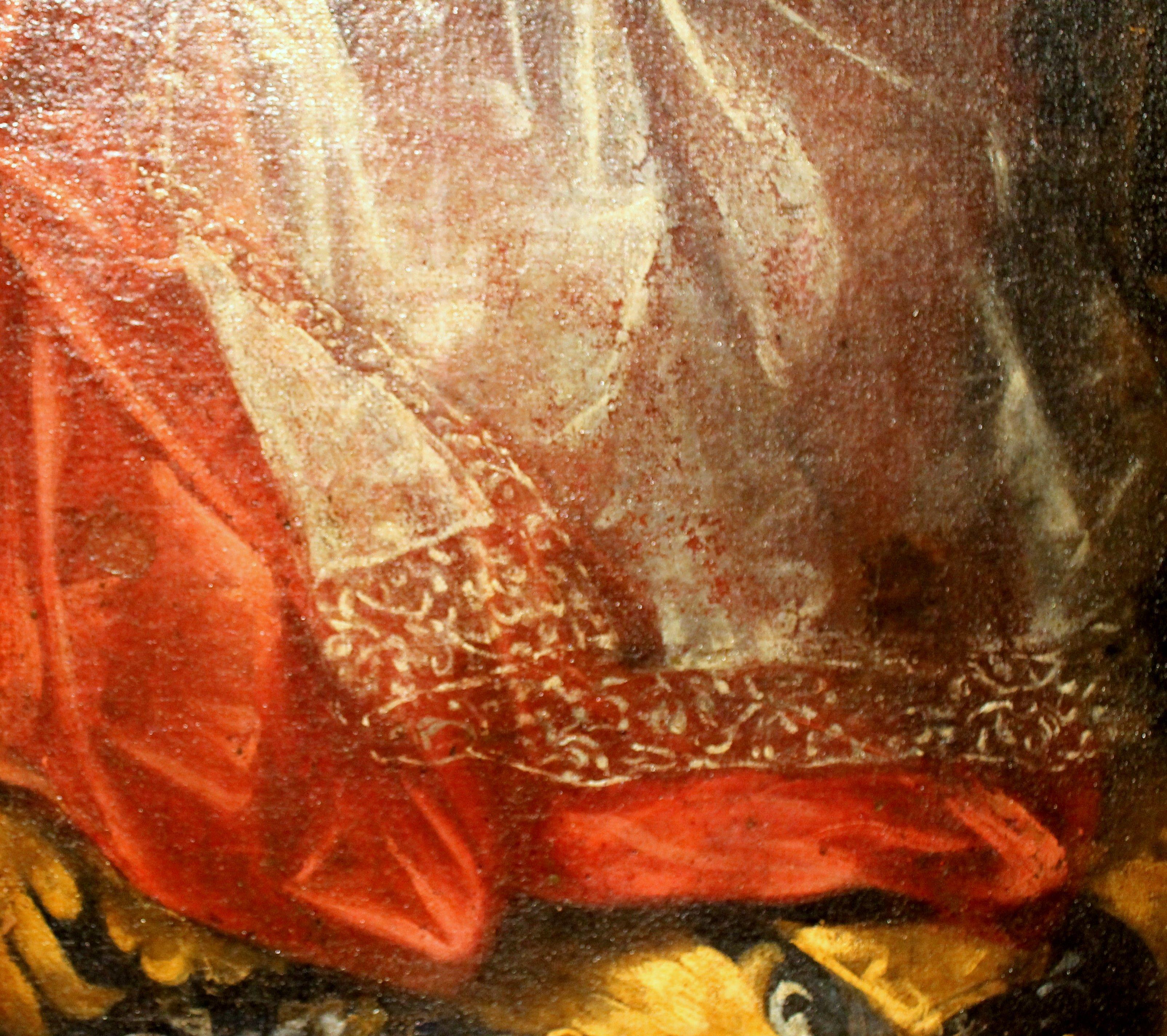 Olio su tela Ritratto della famiglia nobile italiana dei conti Zanardi - Portrait Painting Nero di Lucia Casalini Torelli