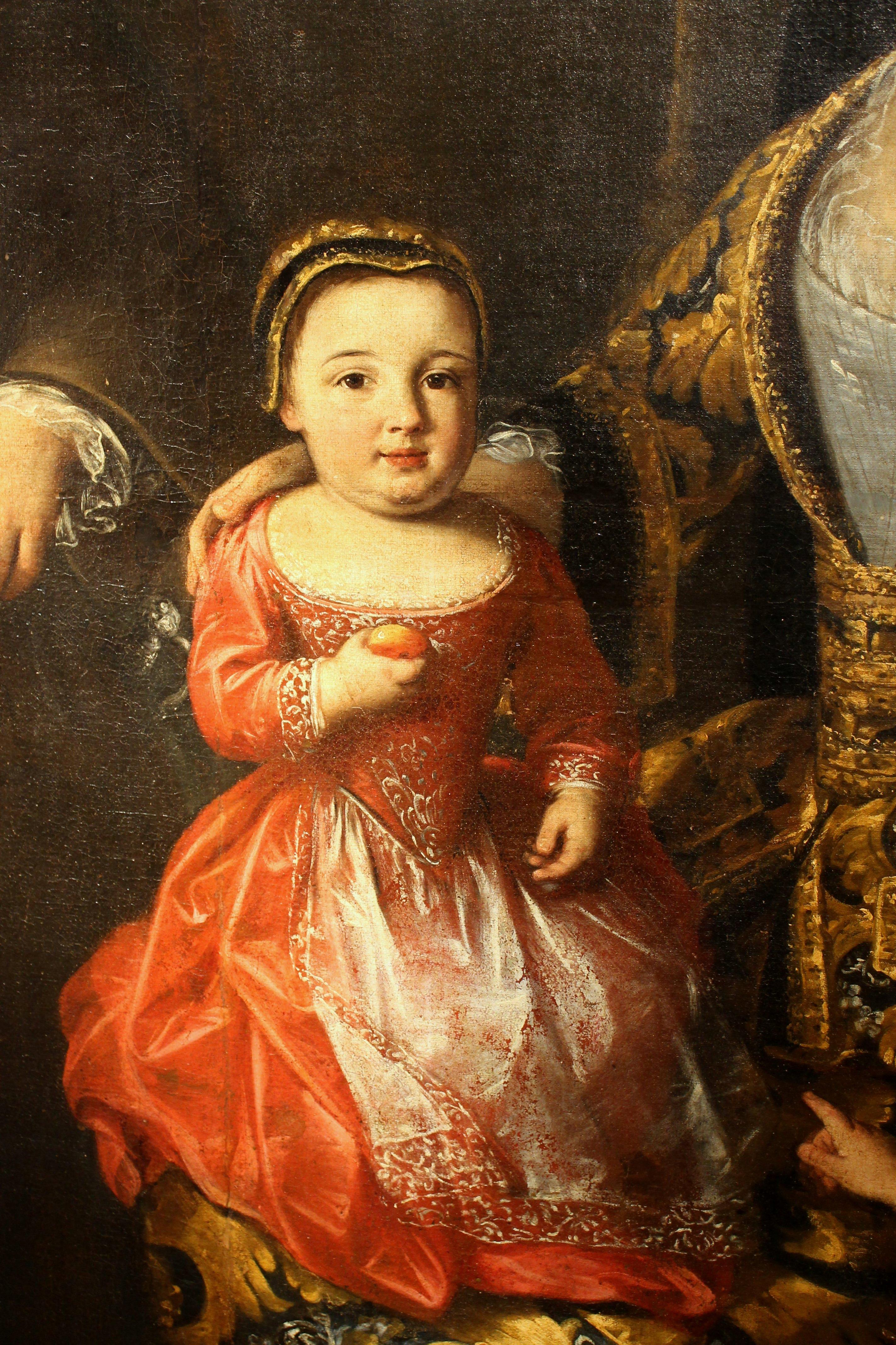 Olio su tela Ritratto della famiglia nobile italiana dei conti Zanardi - Painting Antichi maestri di Lucia Casalini Torelli