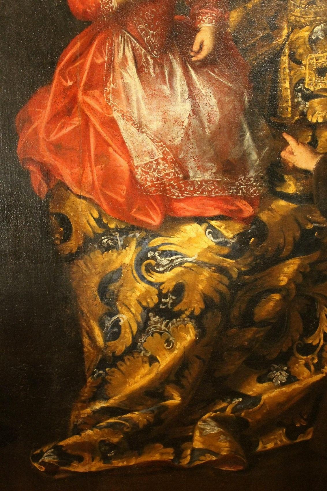Öl auf Leinwand Gemälde, Porträt der italienischen Adelsfamilie des Grafen Zanardi im Angebot 3
