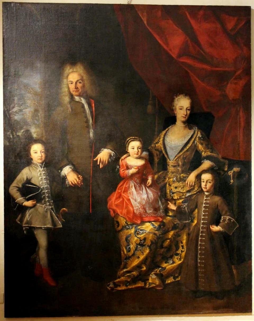 Oil on Canvas Painting Portrait of the Italian Noble Family of Zanardi Count For Sale 7