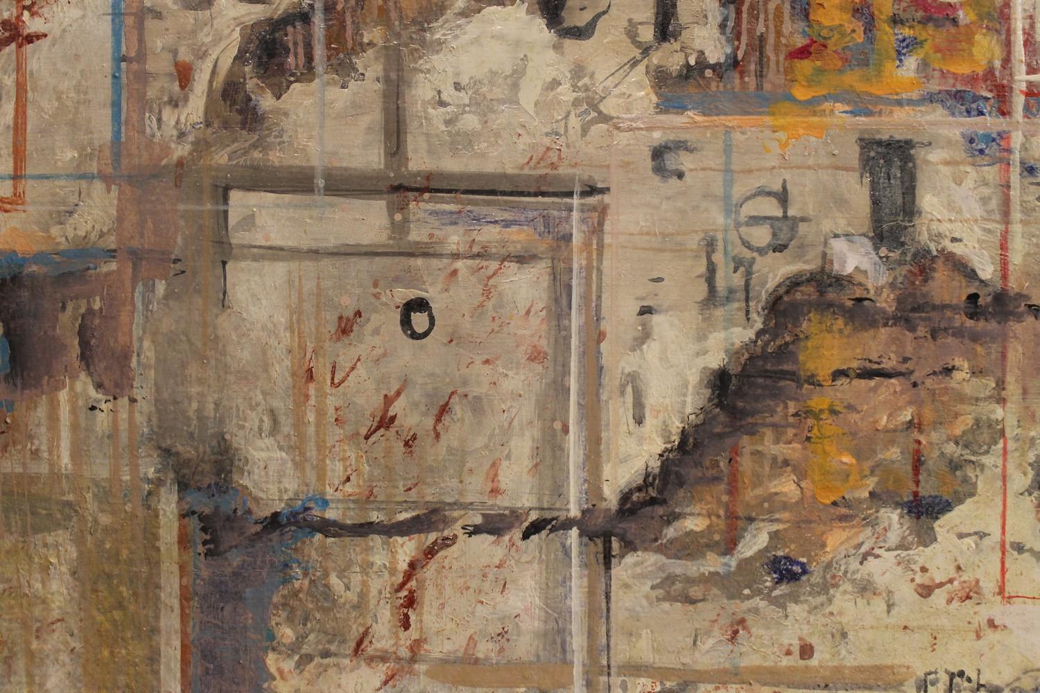 Urban Abstraction (abstraktion aus Plakaten) Italienisches expressionistisches Gemälde auf Leinwand im Angebot 9