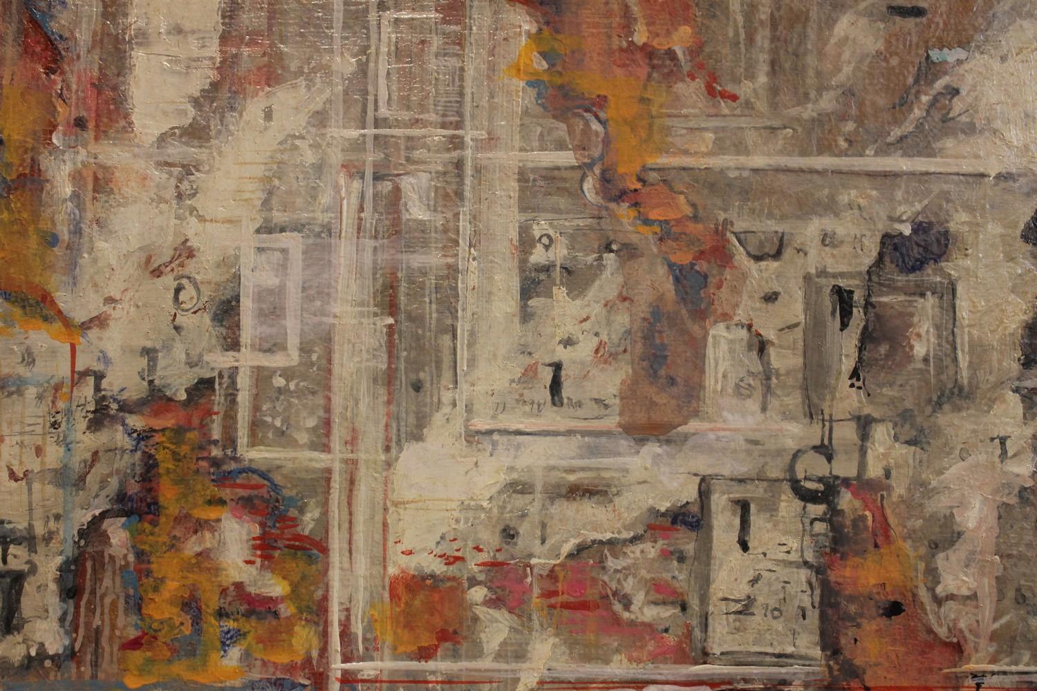 Urban Abstraction (abstraktion aus Plakaten) Italienisches expressionistisches Gemälde auf Leinwand im Angebot 12