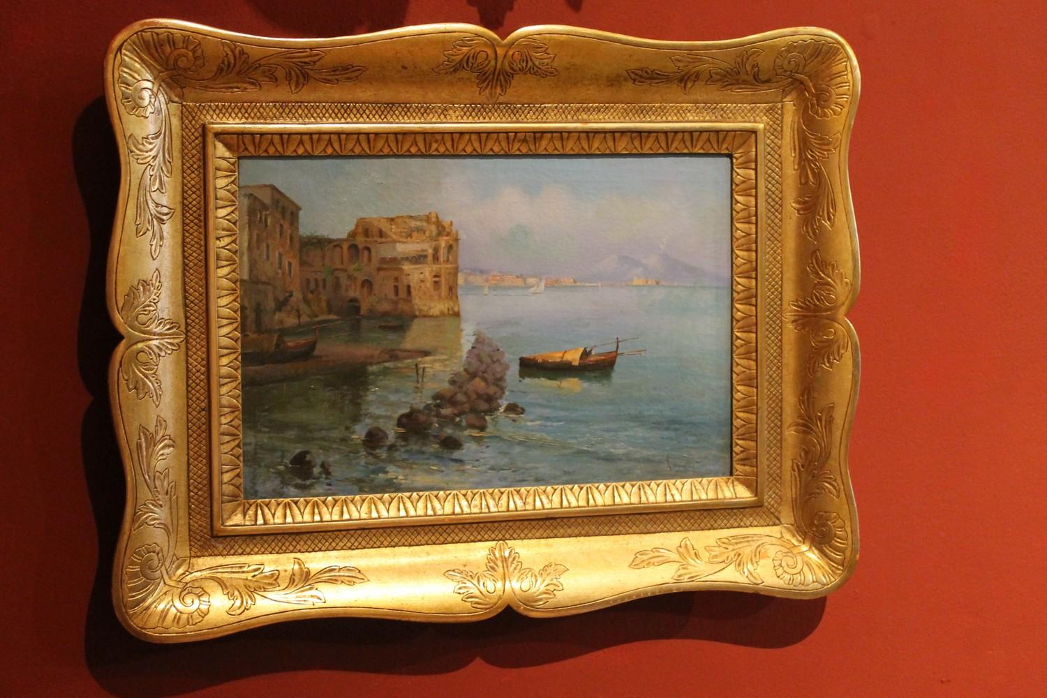 Marine Landscape View Italian impressionist 19th Century Oil on Canvas Painting 5