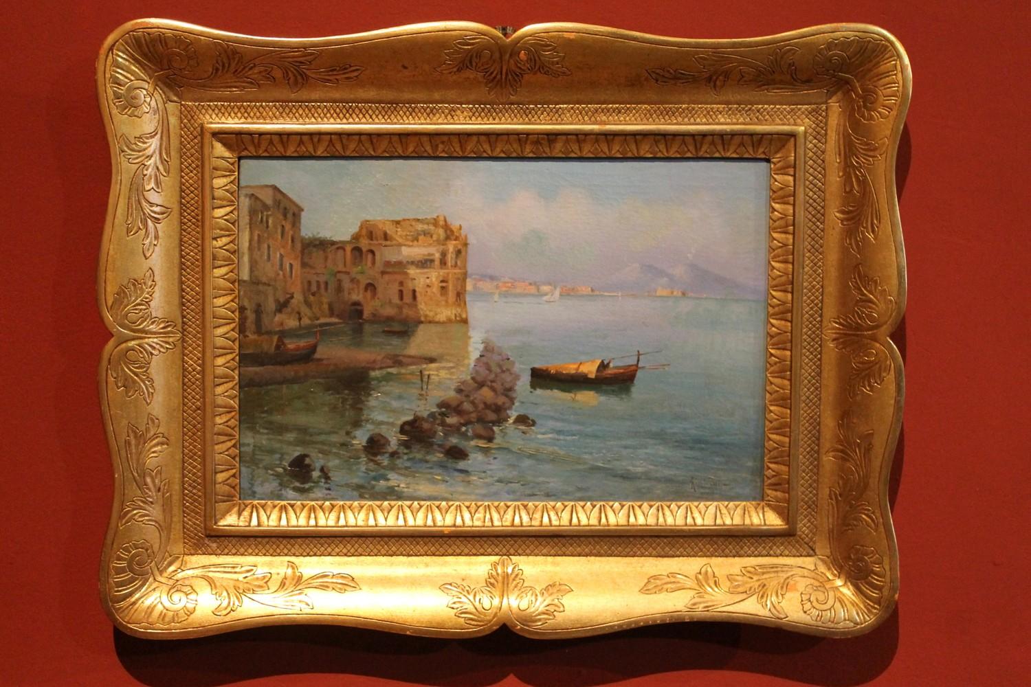 Marine Landscape View Italian impressionist 19th Century Oil on Canvas Painting 6