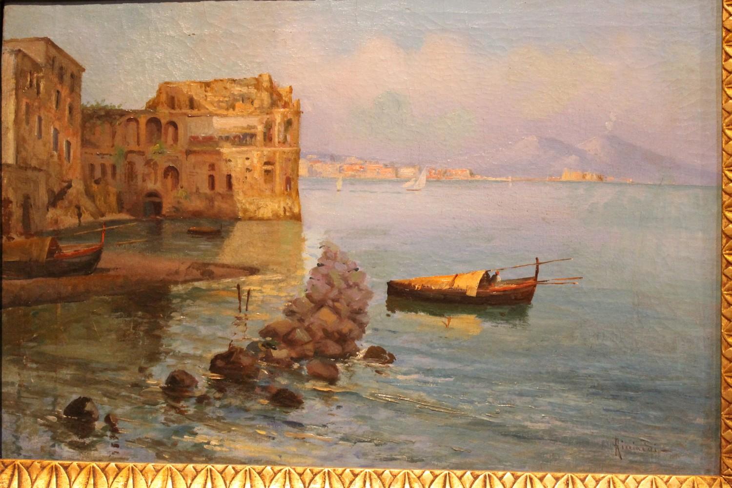 Marine Landscape View Italian impressionist 19th Century Oil on Canvas Painting 2