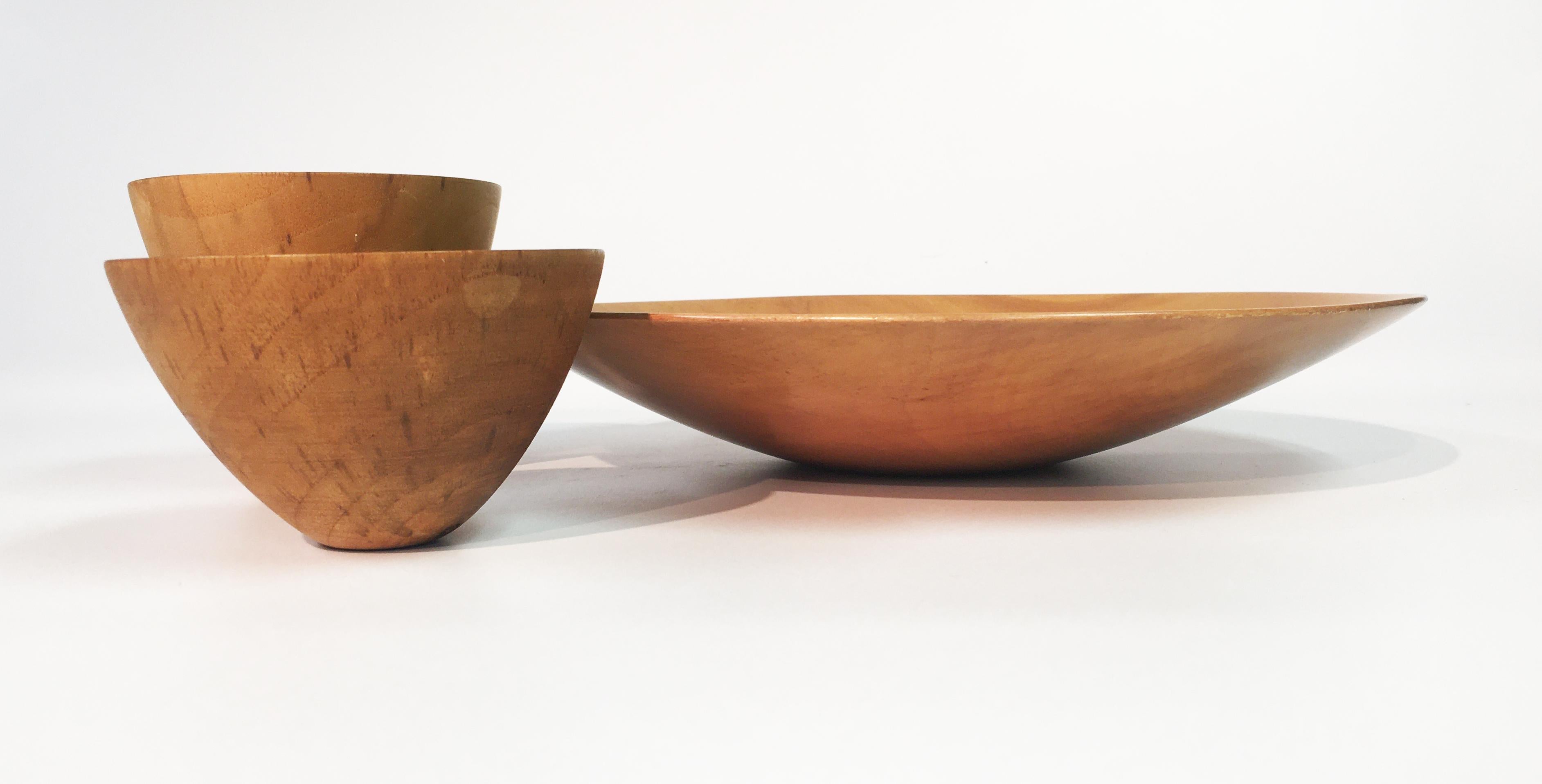 James Prestini : Grouping of Turned Wooden Bowls - Sculpture by James L. Prestini