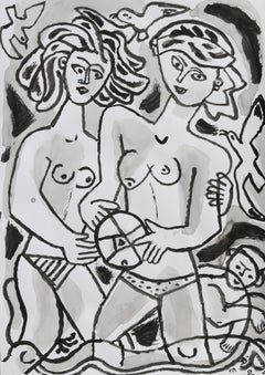 By the sea, Michel Debiève, 2003, unique piece in Indian Ink, unframed