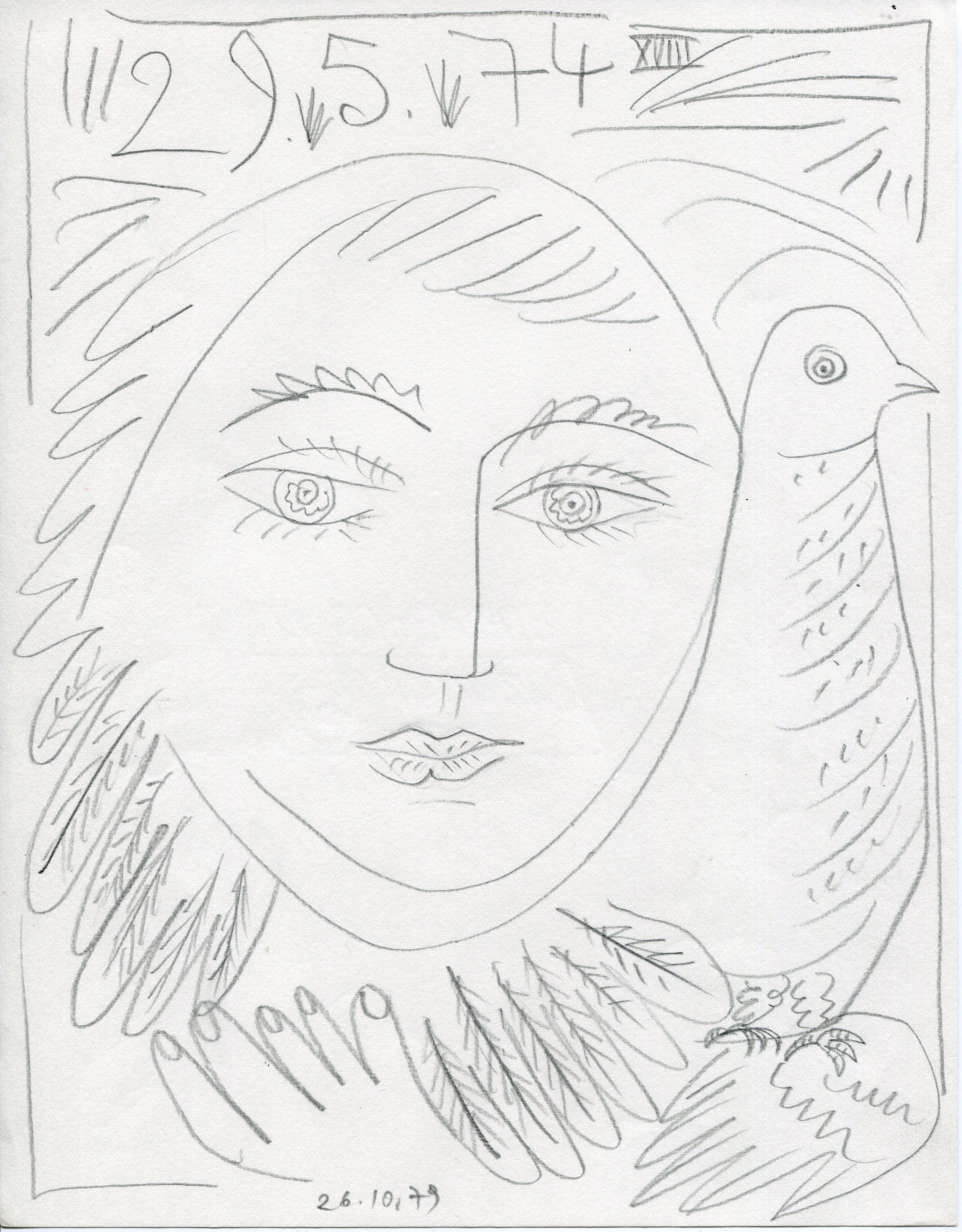 Raymond Debieve Abstract Drawing - Femme-oiseau - XVIII (18) - Raymond Debiève, unique piece, pencil drawing