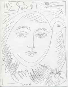 Vintage Femme-oiseau - XVIII (18) - Raymond Debiève, unique piece, pencil drawing