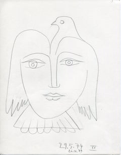 Femme-oiseau - XX (20) - Raymond Debiève, unique piece, pencil drawing