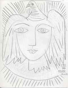 Vintage Femme-oiseau - XXXXXII (52) - Raymond Debiève, unique piece, pencil drawing