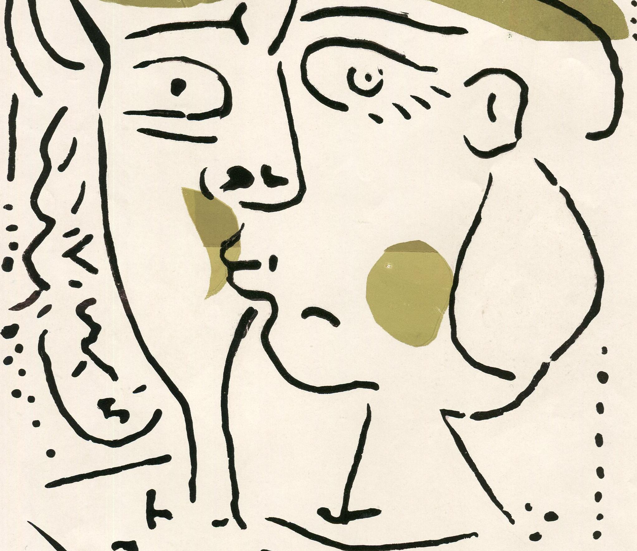 Femme au chapeau vert, Monotype, Contemporary, Late 20th Century For Sale 1