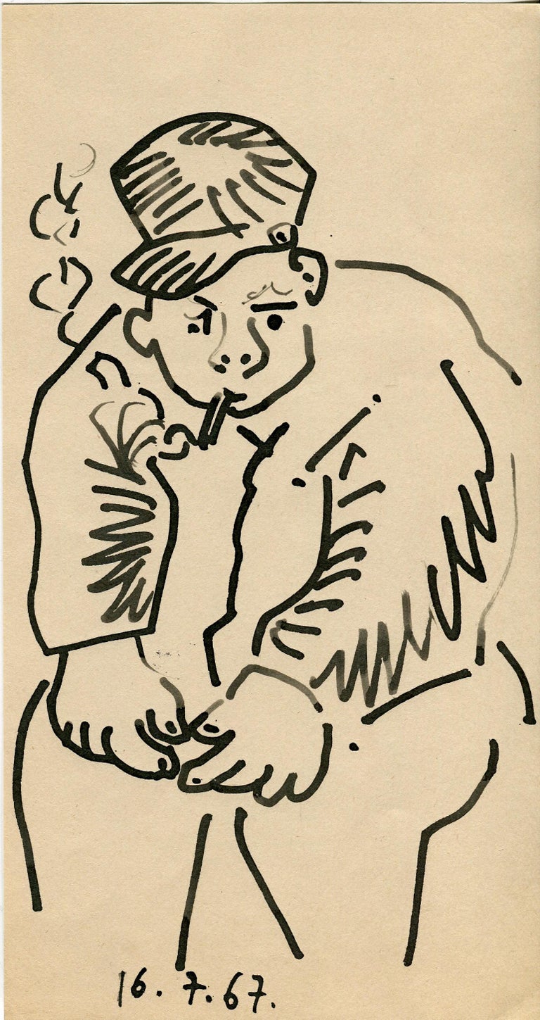 Raymond Debieve Portrait - Le fumeur, Contemporary, Late 20th Century