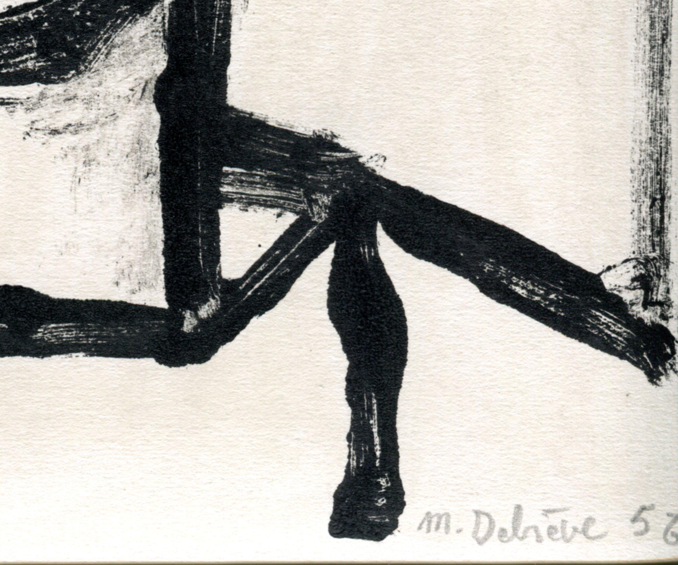 Jeune homme -  Monotype - Contemporary, French Artist Late 20th Century - Beige Portrait by Michel Debiève