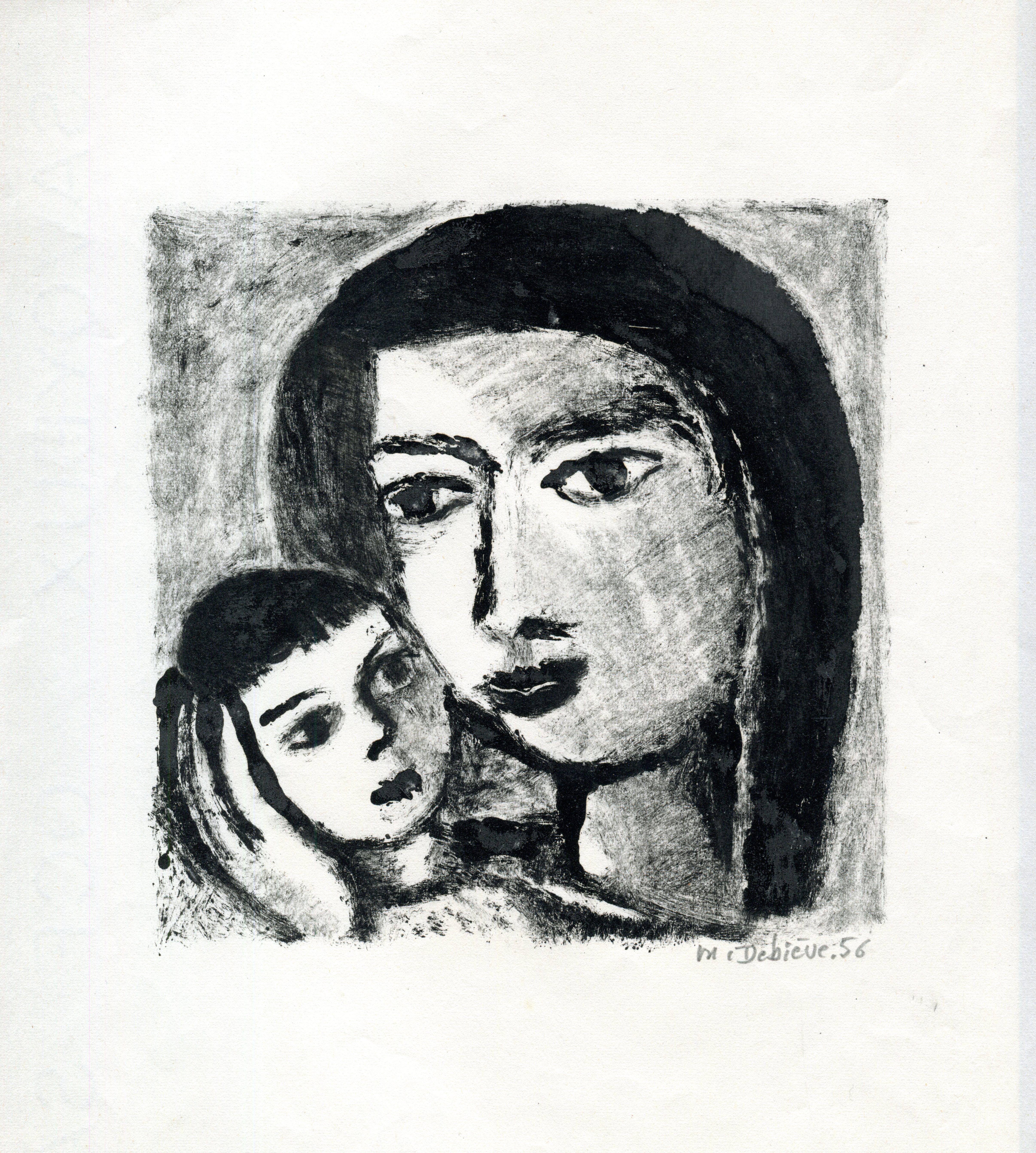 Mère et enfant -  Monotype - Contemporary, French Artist Late 20th Century For Sale 2