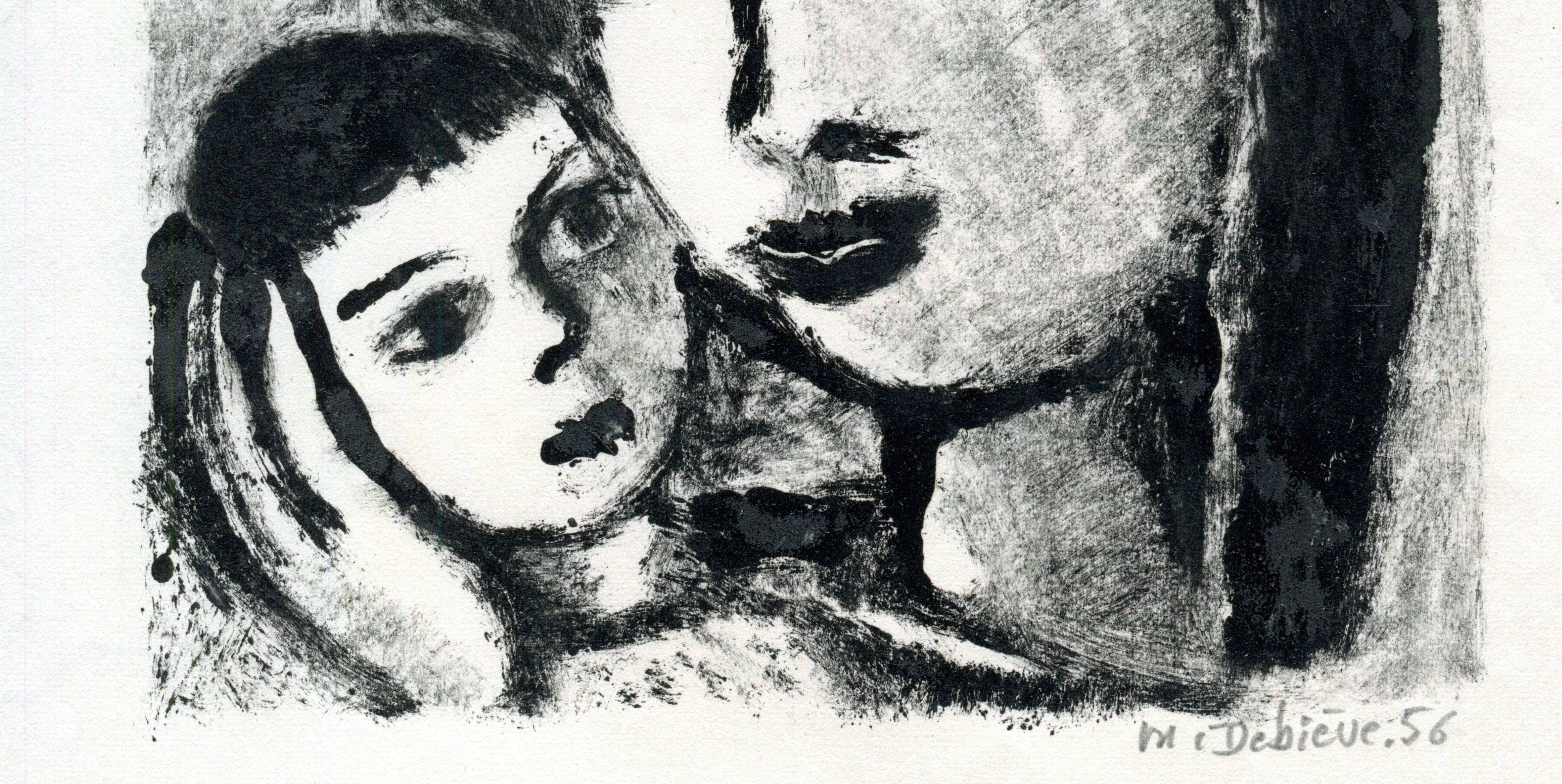 Mère et enfant -  Monotype - Contemporary, French Artist Late 20th Century For Sale 1