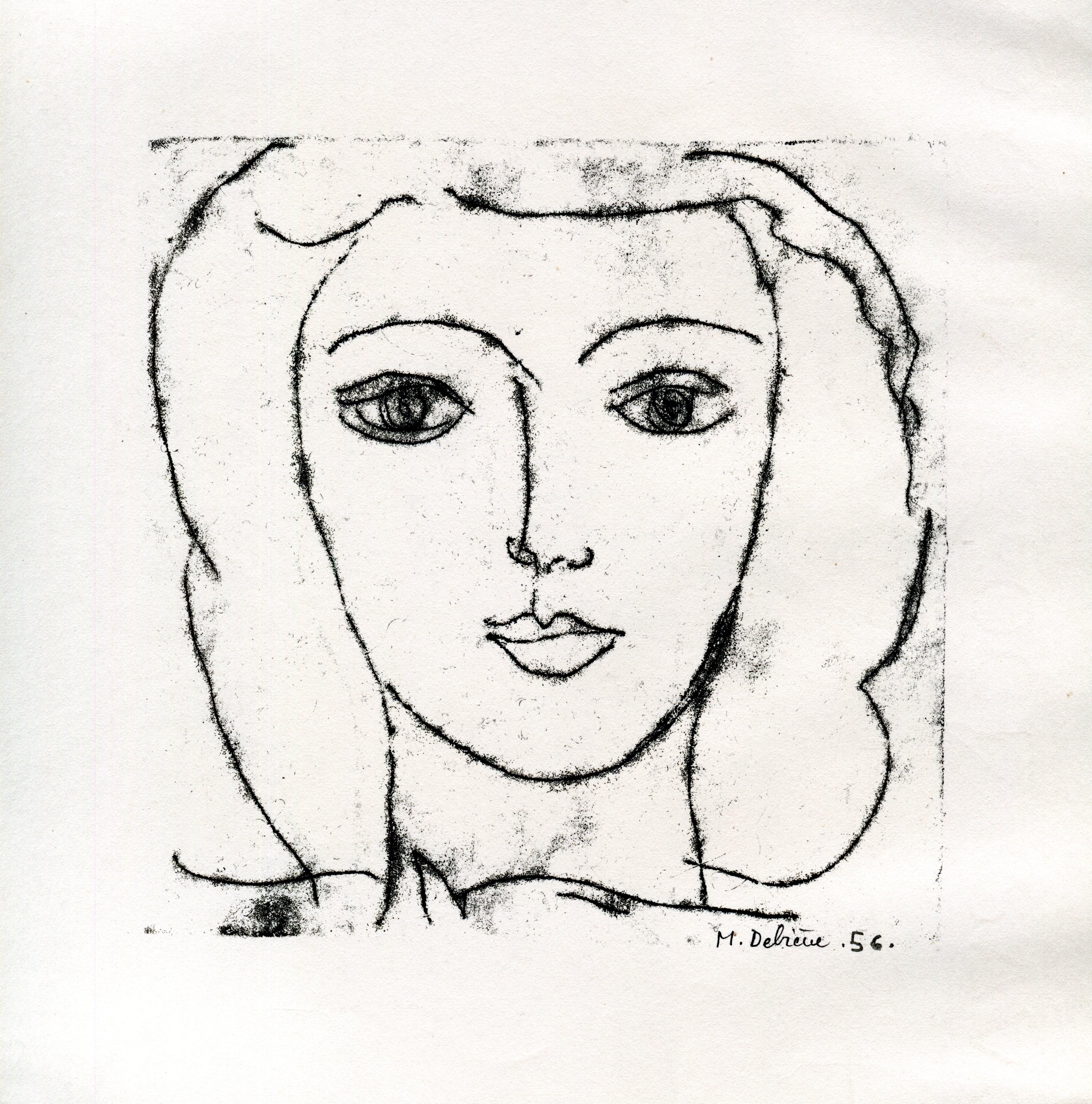 Portrait de femme -  Monotype - Contemporary, French Artist Late 20th Century For Sale 3