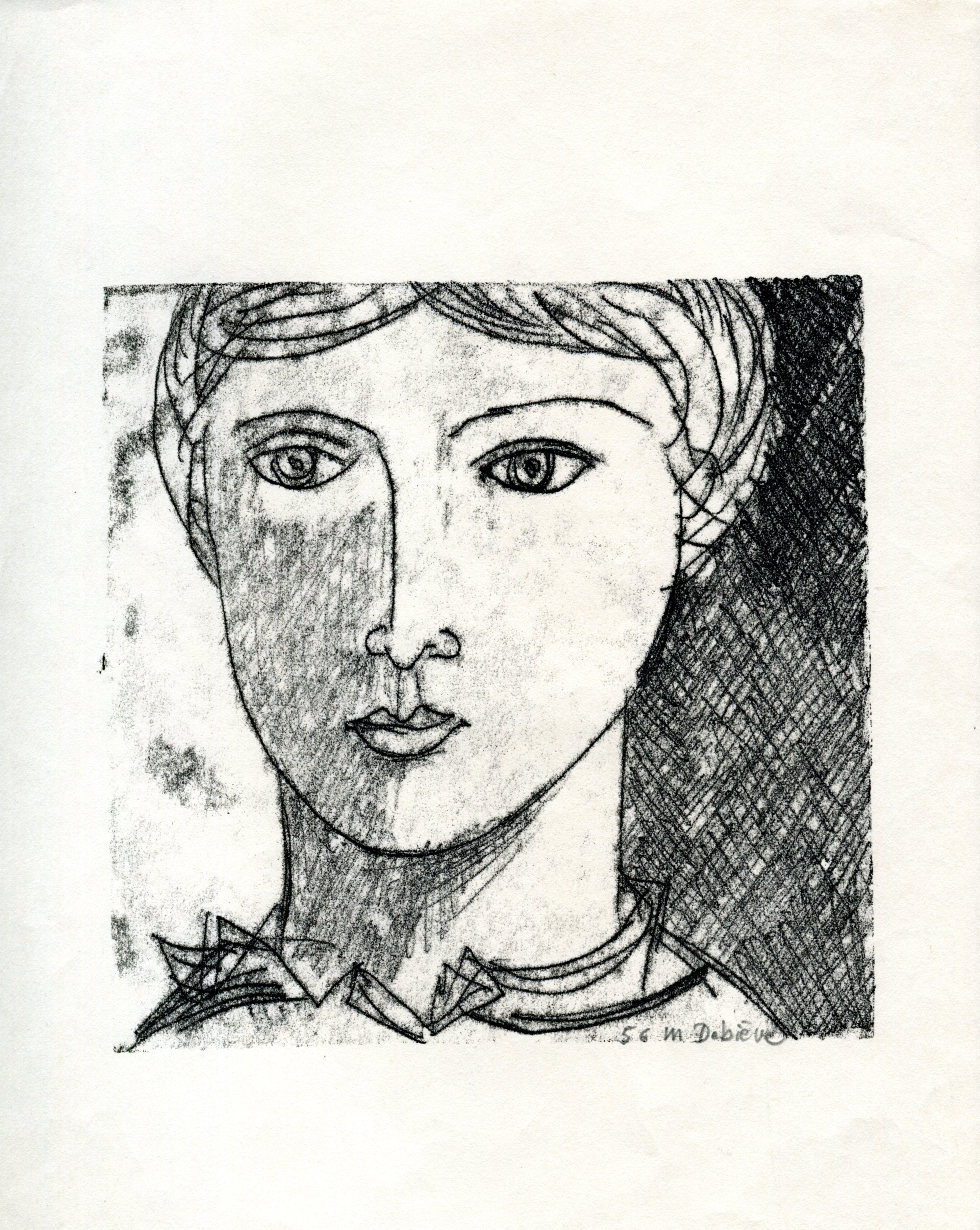 Portrait de femme -  Monotype - Contemporary, French Artist Late 20th Century For Sale 4